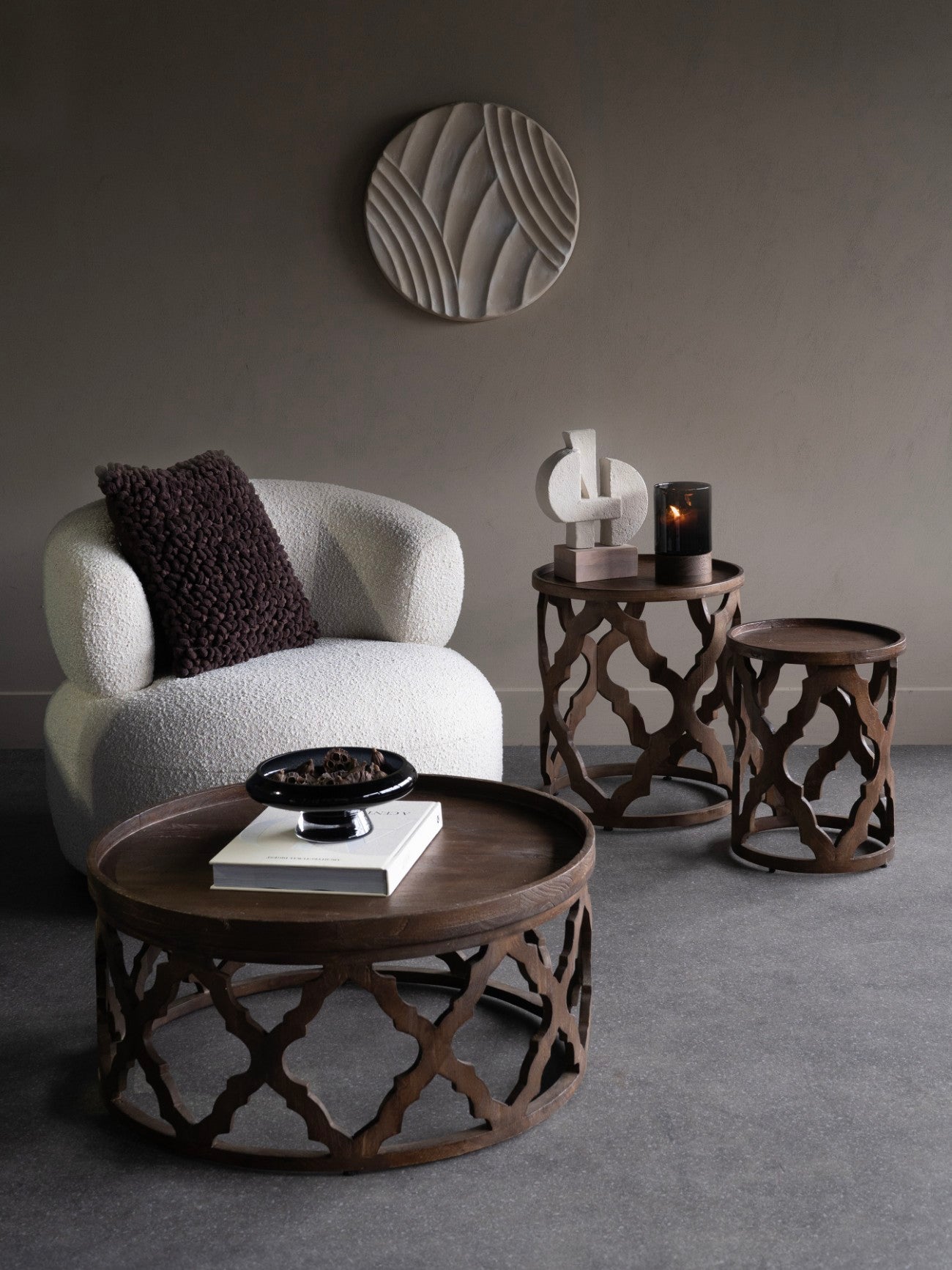 White Ecomix Textured Disc Wall Art Small